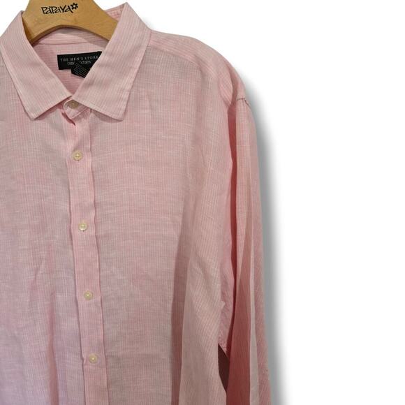 The Men’s Store Bloomingdale’s Men’s Pink Linen Button-Down Shirt Size Large - Picture 3 of 9